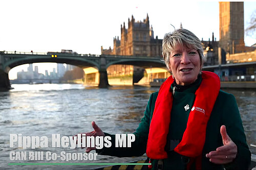 Pippa Heylings on the Thames supporting the Climate and Nature Bill's second reading