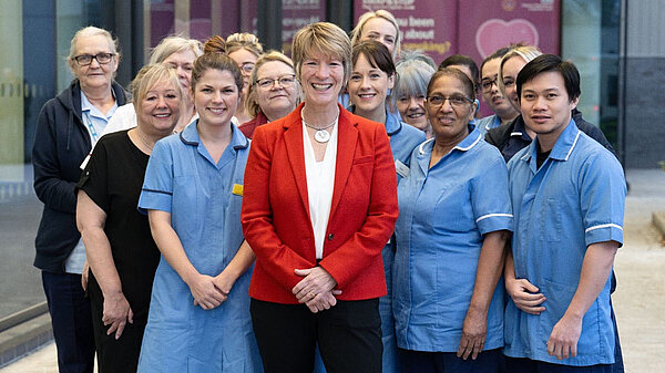 Pippa with NHS health workers